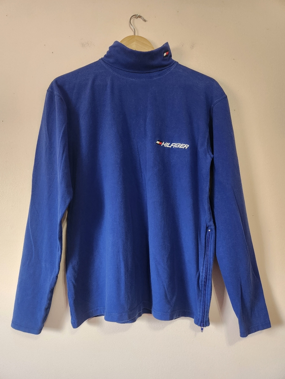 Vintage 90s Tommy Hilfiger Athletics Mock Neck Side Zip Sweatshirt Men's L EUC
